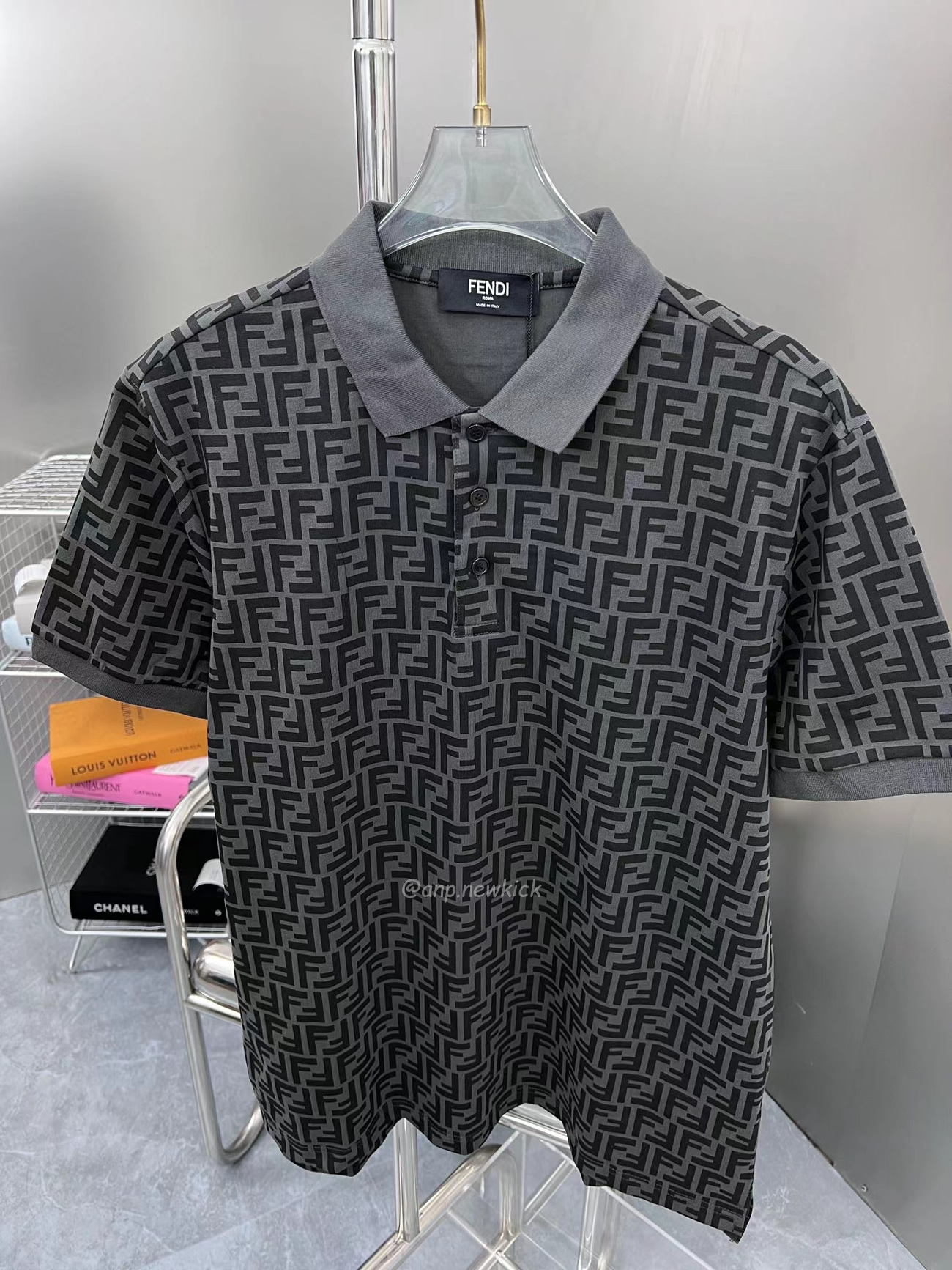 Fendi Ff Black Polo T Shirt (3) - newkick.vip